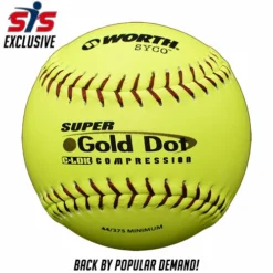Kelly's Ultimate Sports Worth Super Gold Dot SYCO 44/375 12" Slowpitch Softballs - YS44BK