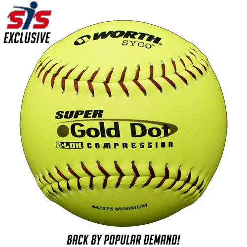 Kelly's Ultimate Sports Worth Super Gold Dot SYCO 44/375 12" Slowpitch Softballs - YS44BK 3 Kelly's Ultimate Sports Worth Super Gold Dot SYCO 44/375 12" Slowpitch Softballs - YS44BK
