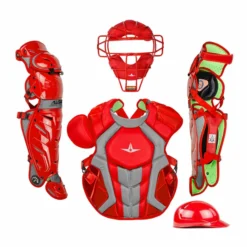Kelly's Ultimate Sports All Star S7 Axis Adult Catchers Set - Traditional Mask -Baseball Apparel Store ALL STAR S7 AXIS TRADITIONAL MASK ADULT CATCHING KIT SCARLET