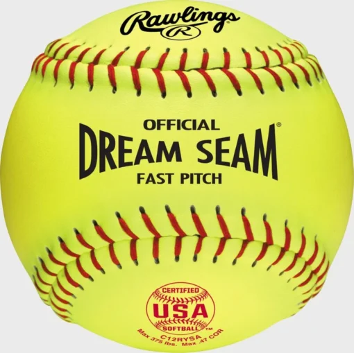 Kelly's Ultimate Sports Rawlings 12" ASA/USADream Seam Synthetic Fastpitch Softballs C12RYSA 6 Kelly's Ultimate Sports Rawlings 12" ASA/USADream Seam Synthetic Fastpitch Softballs C12RYSA -Baseball Apparel Store C12RYSA 1