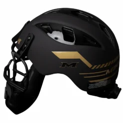 Kelly's Ultimate Sports Miken Limited Edition Black/Gold Slowpitch Softball Pitchers Helmet Mask - MGLDPH -Baseball Apparel Store MGLDPH side copy