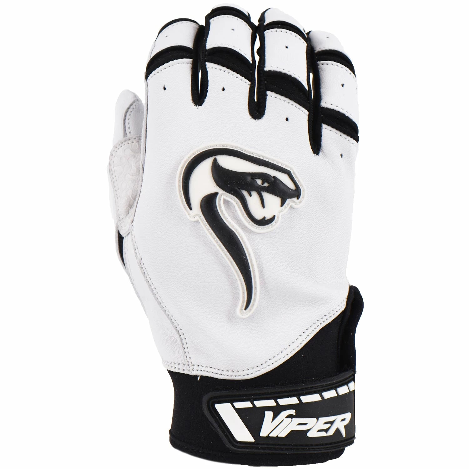 Kelly's Ultimate Sports Viper Grindstone Short Cuff Batting Glove - White/Black 4 Kelly's Ultimate Sports Viper Grindstone Short Cuff Batting Glove - White/Black - Image 2