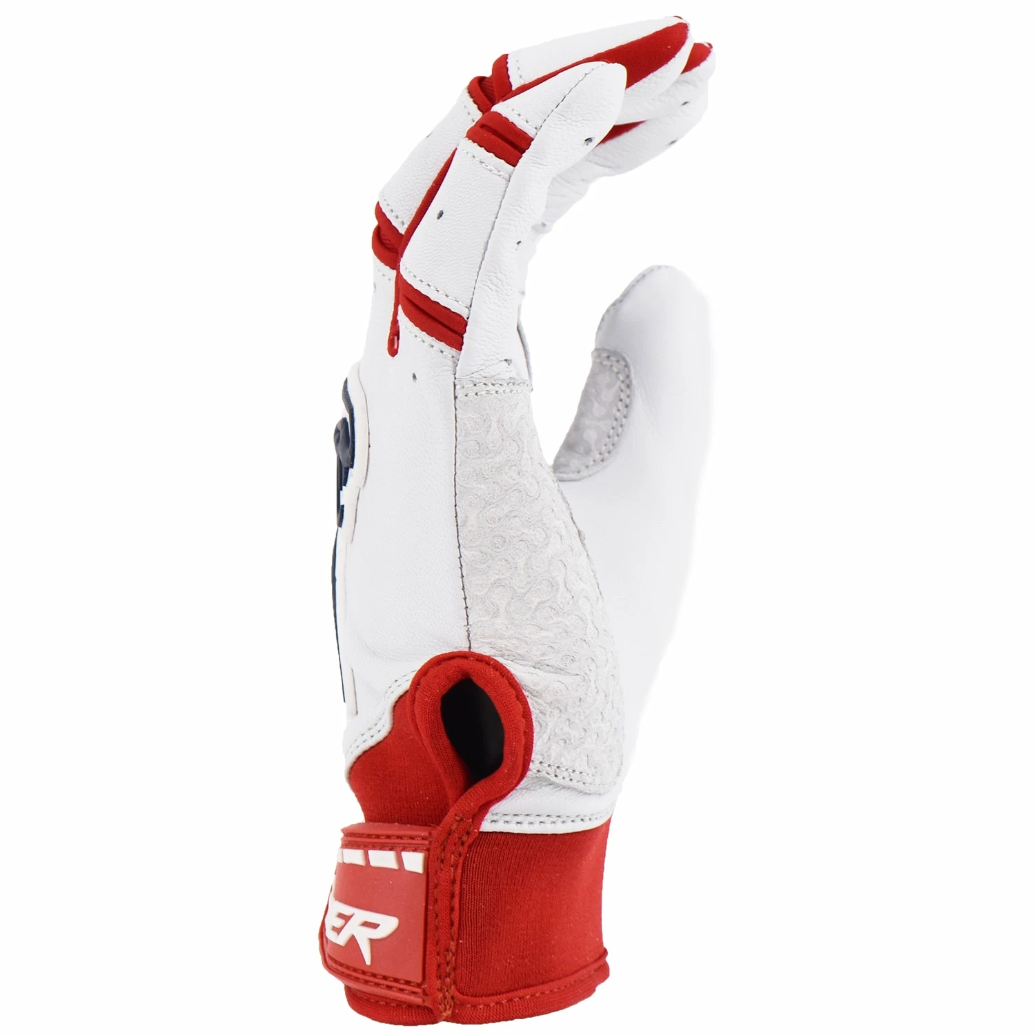 Kelly's Ultimate Sports Viper Grindstone Short Cuff Batting Glove - White/Red/Navy 7 Kelly's Ultimate Sports Viper Grindstone Short Cuff Batting Glove - White/Red/Navy - Image 5