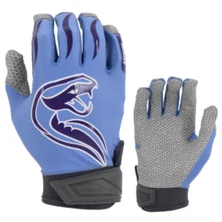 Kelly's Ultimate Sports Viper Lite Premium Batting Gloves Leather Palm - Team Edition - Carolina/White/Purple
