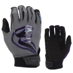 Kelly's Ultimate Sports Viper Lite Premium Batting Gloves Leather Palm - Team Edition - Charcoal/Purple/Black