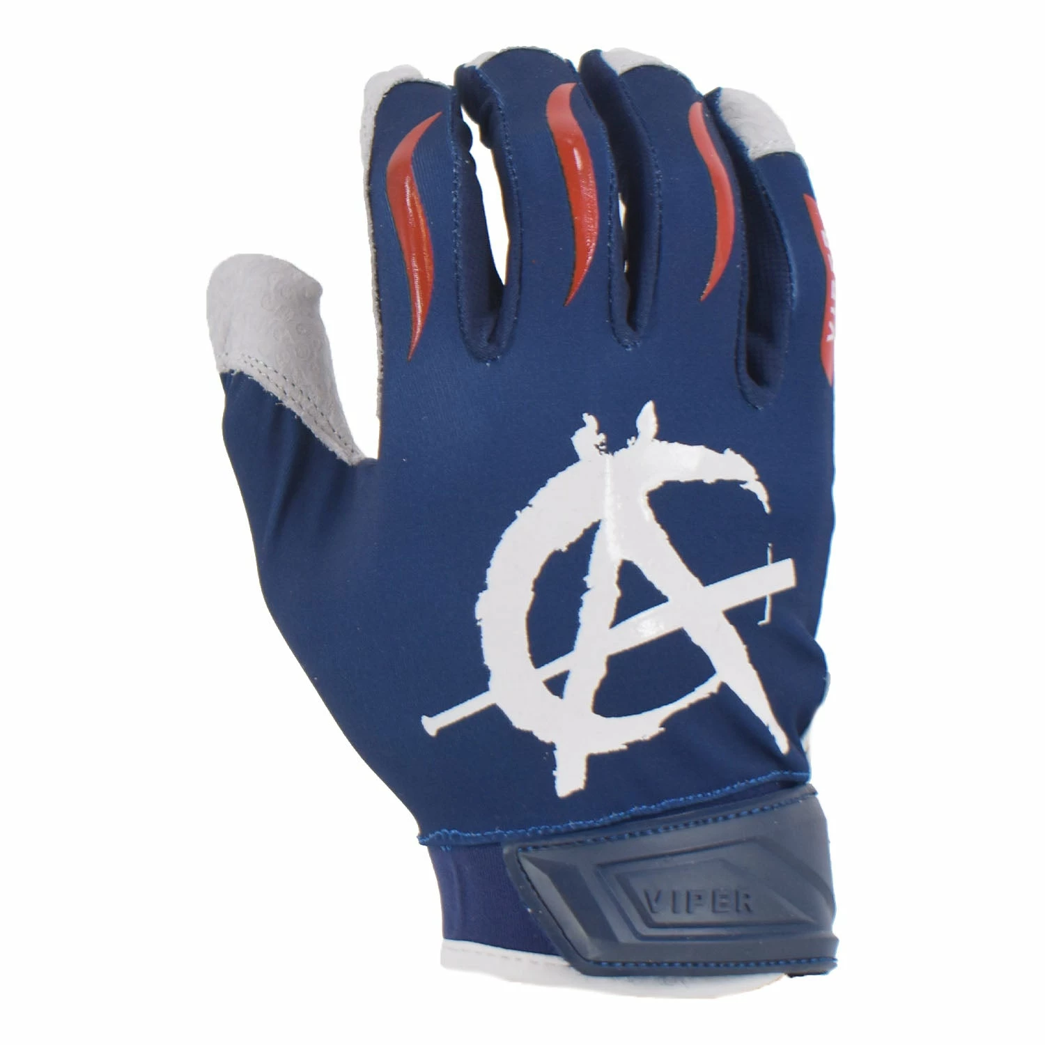 Kelly's Ultimate Sports Viper Lite Premium Batting Gloves Leather Palm - Anarchy Edition Navy/Red/White 3 Kelly's Ultimate Sports Viper Lite Premium Batting Gloves Leather Palm - Anarchy Edition Navy/Red/White