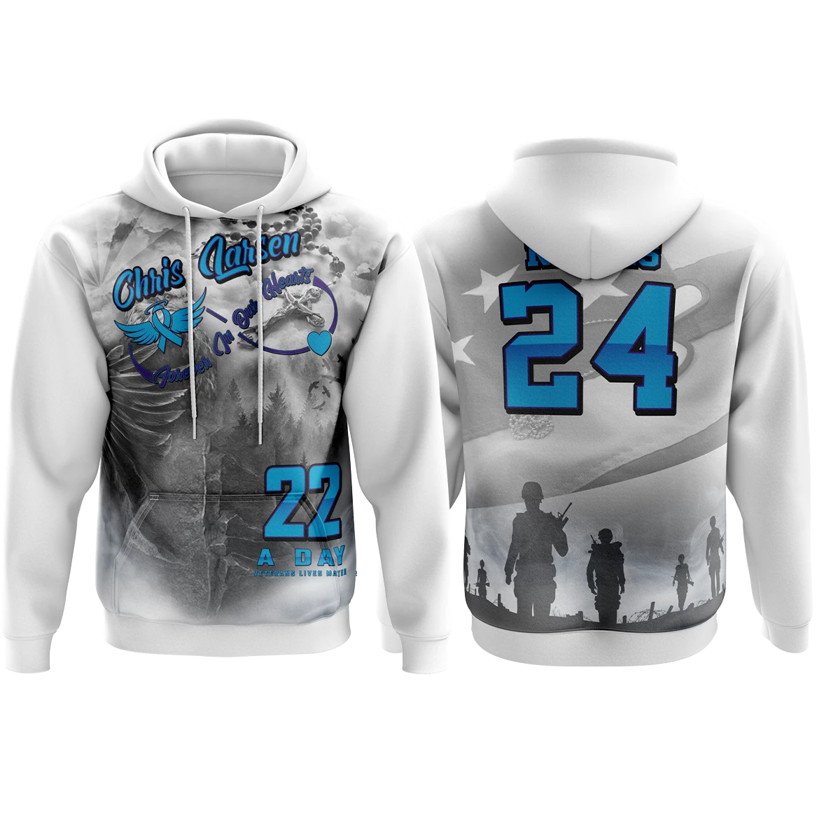 Kelly's Ultimate Sports 22 A Day Veterans Lives Matter Chris Larsen Hoodie (Customized Buy-In) 3 Kelly's Ultimate Sports 22 A Day Veterans Lives Matter Chris Larsen Hoodie (Customized Buy-In)
