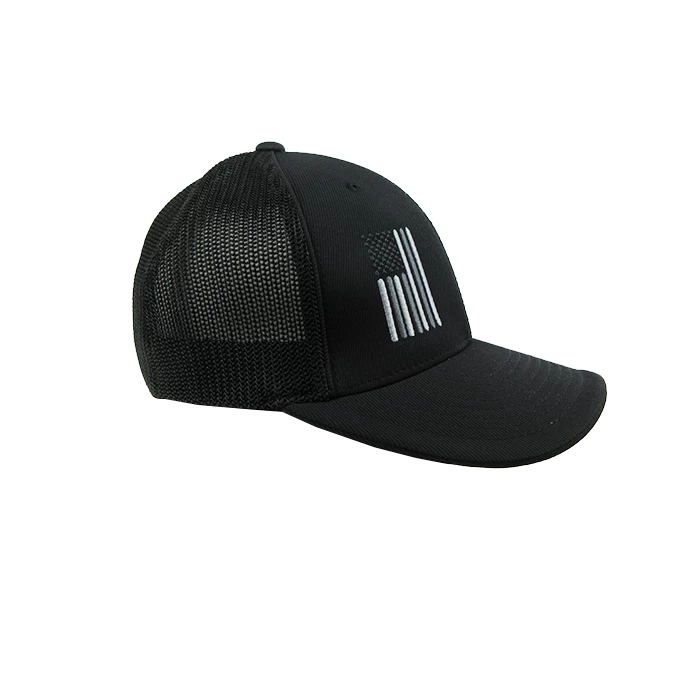 Kelly's Ultimate Sports Easton Hat By Pacific (404M) All Black/Grey Flag 5 Kelly's Ultimate Sports Easton Hat By Pacific (404M) All Black/Grey Flag - Image 3