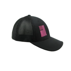 Kelly's Ultimate Sports Miken Hat By Pacific (404M) All Black/Pink Flag -Baseball Apparel Store hat mik pac flag blackout pink 3