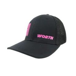 Kelly's Ultimate Sports Worth Hat By Pacific (404M) All Black/Pink Flag