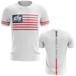 Kelly's Ultimate Sports Smash It Sports Short Sleeve Shirt - Flag (White/Red/Blue)