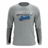 Kelly's Ultimate Sports Smash It Sports Long Sleeve Shirt (Charcoal/Blue Gradient Lines) -Baseball Apparel Store smash it sports gray blue
