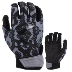 Kelly's Ultimate Sports Viper Lite Premium Batting Gloves Leather Palm - Viper Skin Edition - Charcoal/Black