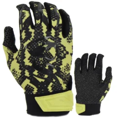Kelly's Ultimate Sports Viper Lite Premium Batting Gloves Leather Palm - Viper Skin Edition - Volt/Black