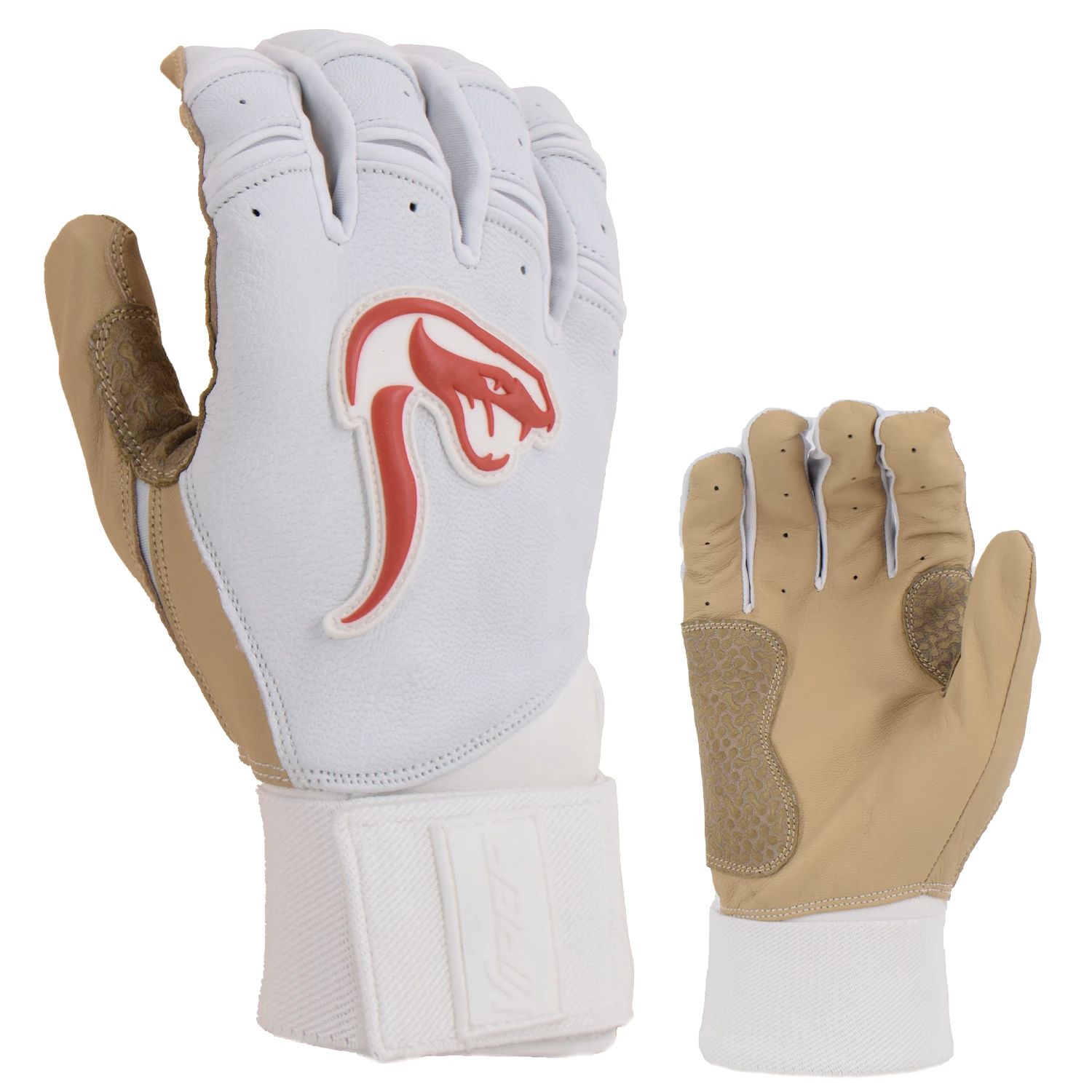 Kelly's Ultimate Sports Viper Grindstone Long Cuff Batting Glove - White/Tan 3 Kelly's Ultimate Sports Viper Grindstone Long Cuff Batting Glove - White/Tan