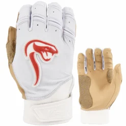 Kelly's Ultimate Sports Viper Grindstone Short Cuff Batting Glove - White/Tan/Red