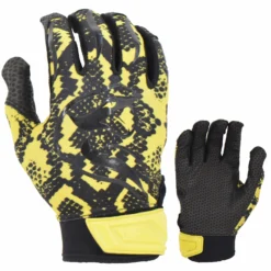 Kelly's Ultimate Sports Viper Lite Premium Batting Gloves Leather Palm - Viper Skin Edition - Yellow/Black