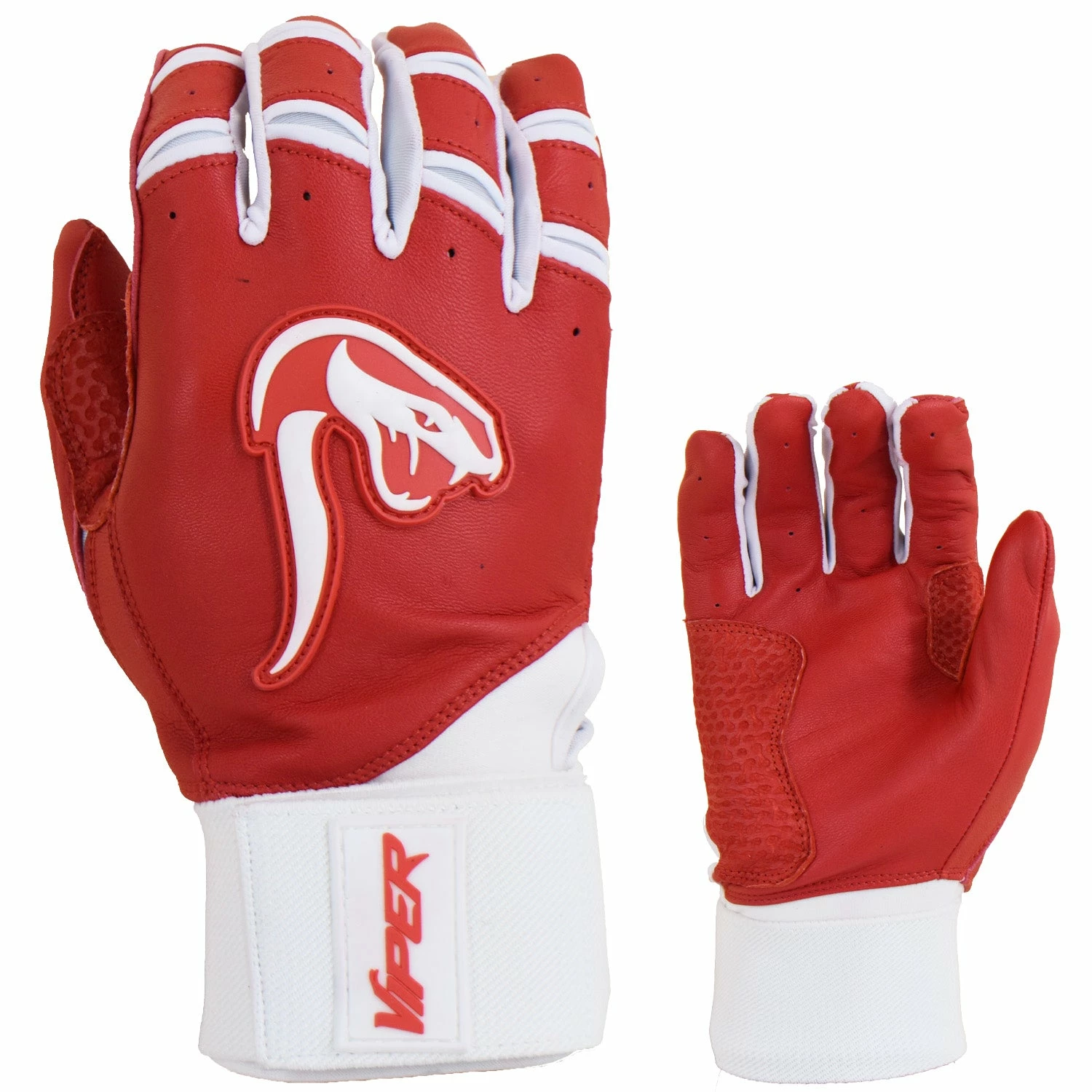 Kelly's Ultimate Sports Viper Grindstone Long Cuff Batting Glove - Red/White 3 Kelly's Ultimate Sports Viper Grindstone Long Cuff Batting Glove - Red/White
